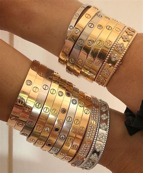 cartier stack bracelet|cartier love bracelet stacking ideas.